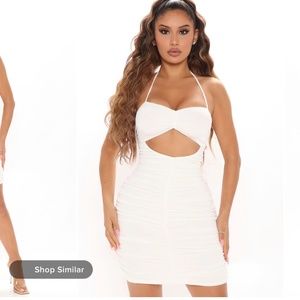 Coming In Ruched Mini Dress - White
